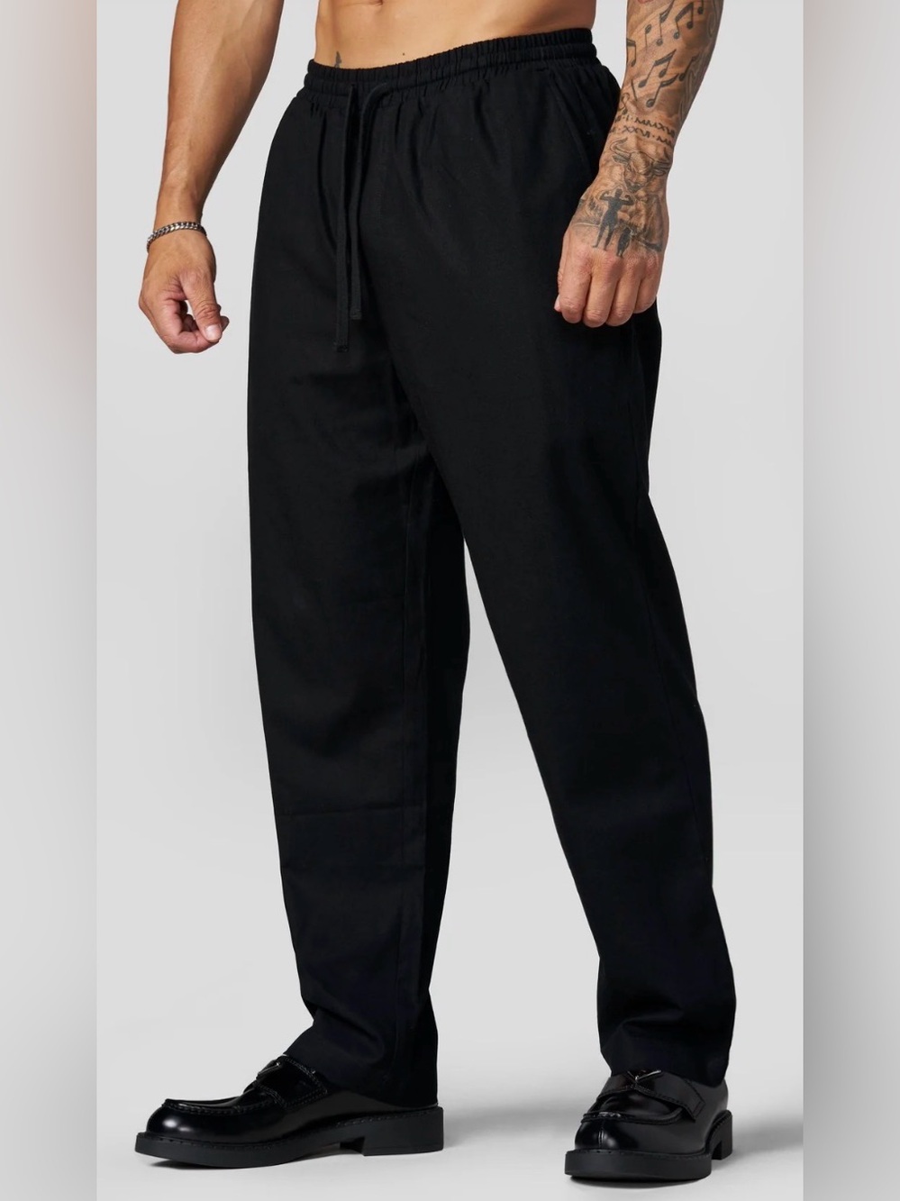 NWT YOUNGLA Beach Club Linen Pants Black Size Medium 6027